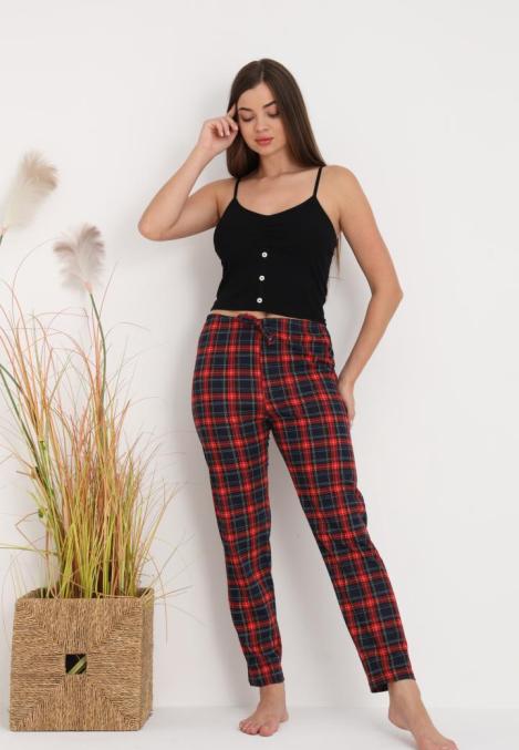 Pantaloni de Pijama Dama ,Culoare Bleumarin cu Rosu ,Engros